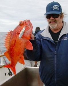 Big red rock fish on the Bait Wraps Jig