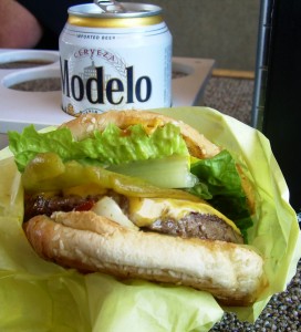 Cheeseburger and a beer