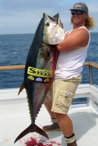 Tyler with the first Bluefin, 125#
